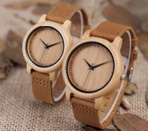 Wholesale Bamboo Wooden Watches OEM for Men and Women With Green Nylon Strap Custom Logo Wood Timepiece
