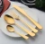 Import Wholesale China factory  gold plated stainless steel spoon, fork and knife  flatware set from China