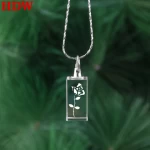 Wholesale clear k9 heart shape Blank crystal pendant custom crystal photo frame necklace for birthday Gift