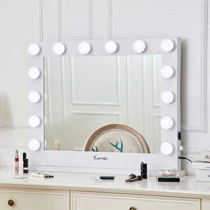 Wholesale compact mirror white vanity mirror with led light Hollywood led makeup mirror