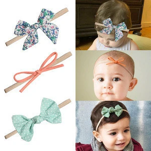 Wholesale Custom Elastic Children Fashion Hair Accessories Flower Candy Color Baby Bowknot Headwear Kids Hairband