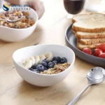 Wholesale Custom White Ceramic Fruit Salad Dessert Snack Ice Cream Cereal Porcelain Serving Bowl Set For Restaurant Kitchen