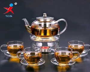 Wholesale glass teapot glass tea cup set