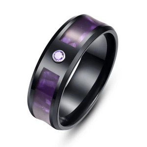 Wholesale Highly Polished Stainless Steel Rings Men Women Black Groove Matte Finish