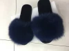 Wholesale ladies slides furry sandals soft fox fur slippers for women