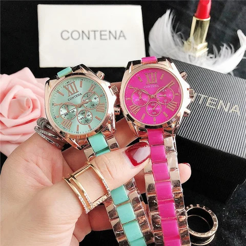 Wholesale Luxury Brand Automatic Stainless Steel Band Three Eyes Wrist Quartz Watches Women Ladies Watch