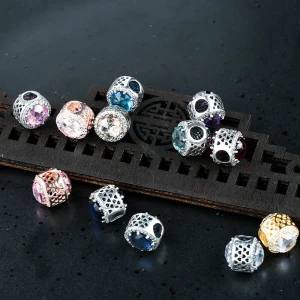 Wholesale Sale  925 Sterling Silver ruby rhodium plated  charms  DIY  Beads Jewelry