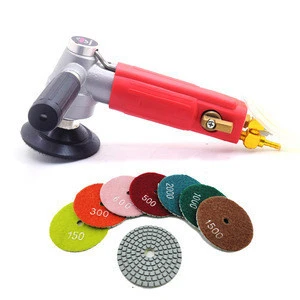 Wilin 4&quot; Inch Pneumatic Wet Concrete Polisher Air Marble Granite Stone Wet Grinder Variable Speed with Diamond Polishing Pads