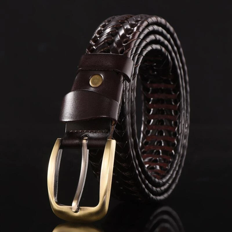 women Braided Belt For Men&#x27;s Woven Belt Luxury Genuine Leather Cow Straps Hand Knitted Designer Men For Jeans Girdle Male belts