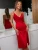 Import Women Spaghetti Strap Backless Elegant Red Satin Split Bodycon occasion Sexy Party club Evening Dress from China
