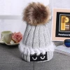 Womens Girls Winter Fur Hat Real Large Fur Pom Pom Beanie Winter Hats