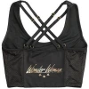 Wonder Woman Women&#39;s Black and Gold Maze Cropped Tank with Foil Print for Fitness and Yoga Workouts