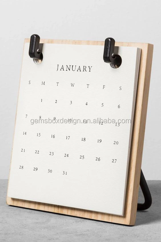 wood base desk letterpress index card calendar