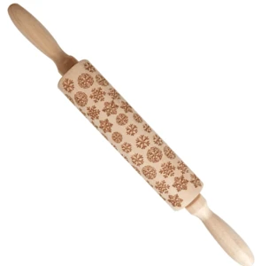 wood cookie pattern rolling pin