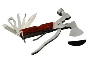Wood Handle Survival Multi Purpose Hammer with Knife & Plier