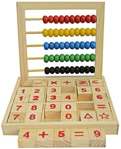 Wooden Abacus Children Kids Counting Number Maths Learning Toy with wooden letter cube
