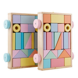 Wooden Colorful Building Blocks Set Montessori Educational Toy Building Blocks Toys For Kids