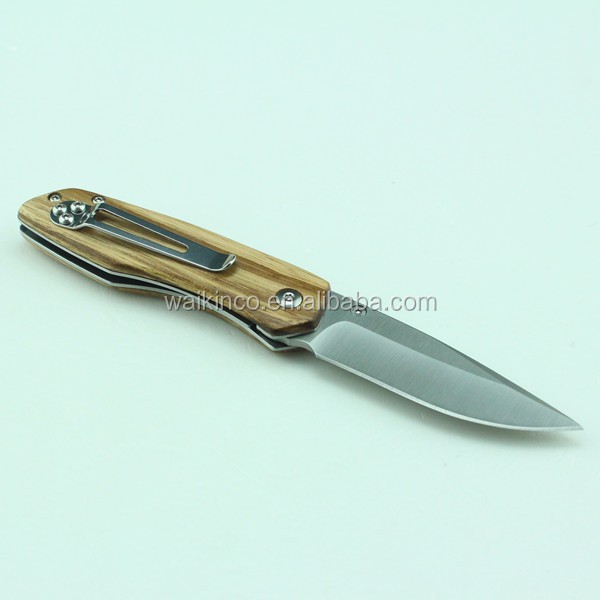 Wooden Handle Knife With Belt Clip Best Utility Folding Wood Knife