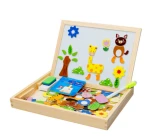 Wooden Toys Easel Kids Jungle Animal Magnetic Drawing Board Puzzle Painting Blackboard Learning & Education Toys For Kids