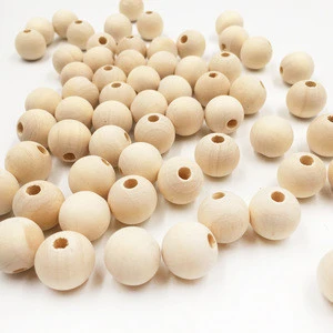 WP04 10mm 12mm Unfinished Round Natural Wooden Beads For Baby Teether Toy