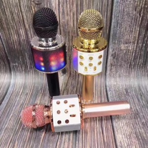 WS-858L Portable KTV Wireless Karaoke Microphone With LED Lights Home Party Hifi Speaker
