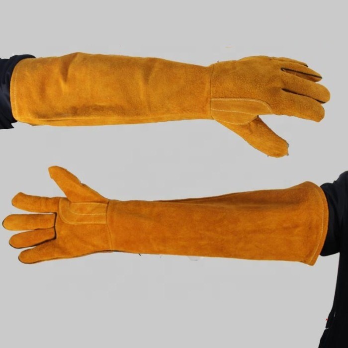 Yellow Welding Gloves Long Sleeve Leather Safety Gloves Industrial Leather Working Gloves