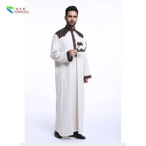 YIZHIQIU Color Matching Islamic Arabian Tunic Muslim Men Clothing