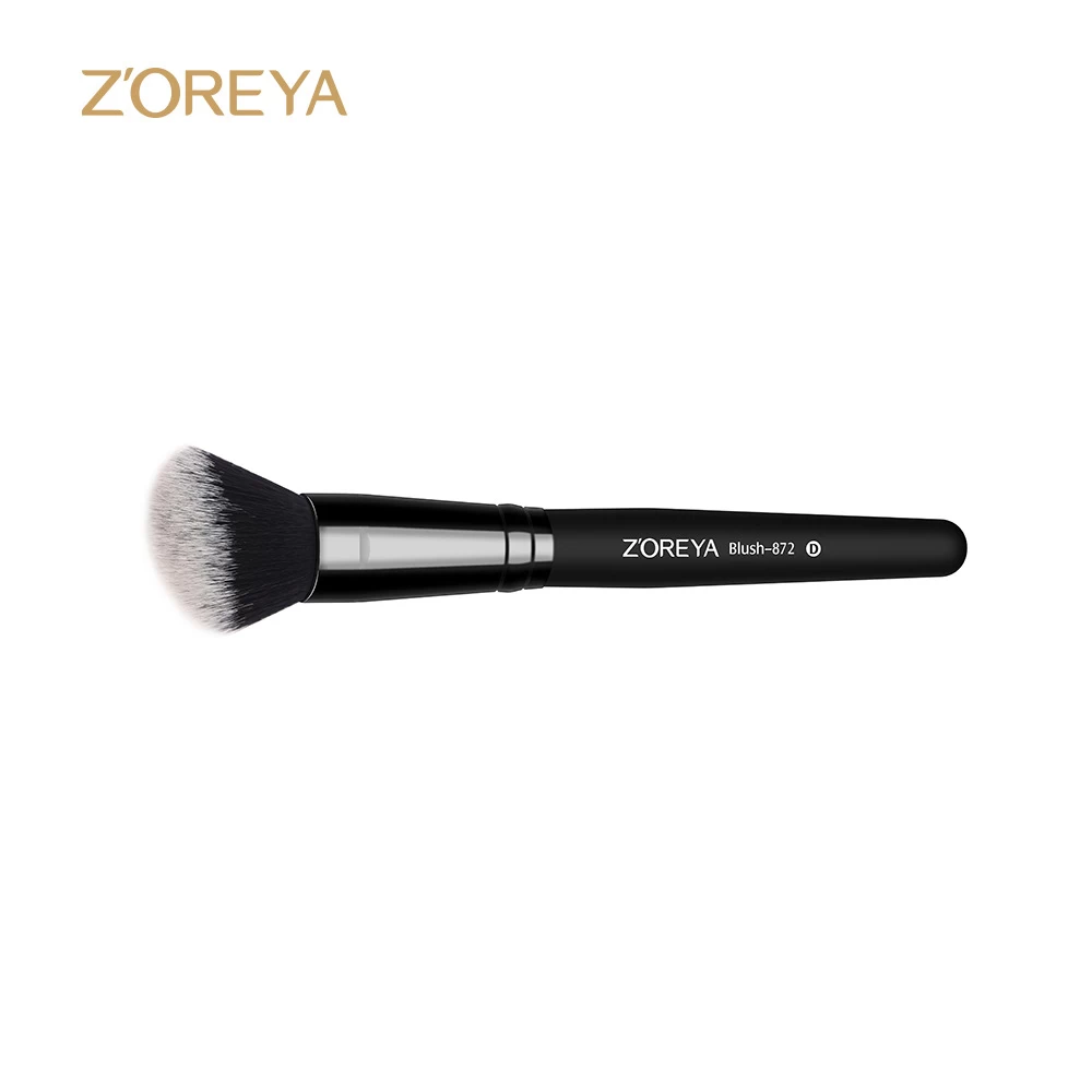 zoreya Angular Blush Makeup Brush Natural Synthetic Hair Cosmetic ferrule Black foundation angled powder brushes