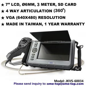 7" LCD 4 Way(360°) Articulation Φ6MM 3M VGA Borescope Videoscope NDT JKVS-60034