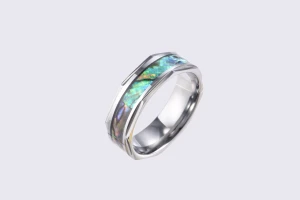 XHK-R02 Faceted Stainless Steel Band Ring – Unisex Silver-Tone Wedding & Fashion Jewelry