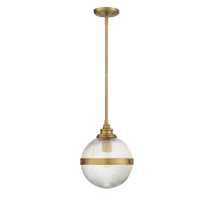 10-Inch Transitional One Light Pendant from Northport Collection in Brass - Antique Finish