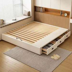 Modern No Headboard Storage Platform Bed with Drawers for Small Bedroom