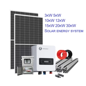Zonergy 3kw 5kw 10kw 15kw 20kw 30kw Inverter Panels Brackets MC4 Solar Energy System On Grid Complete Kit for Home