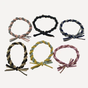 Girls Colorful Braid Twist Bow Hair Tie Elastic
