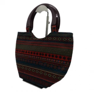 Custom Made High Quality Material Wooden Handle Fabric Tote Bag