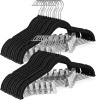 Velvet Skirt Hangers 36 Pack, Black Velvet Pant Hangers with Adjustable Clips, Space Saving Slim Shorts Hanger,