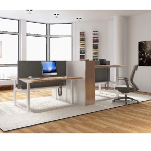 JIECANG Luxury L Shape Wooden Height Adjustable Executive Boss Manager Office Desk with side cabinet