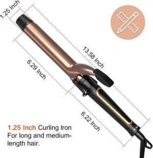 lectric Hair Curling Iron with High Temperature Warning Rubber Ring, Hair Curler with Ceramic Coating(270F-430F