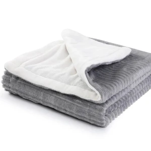 Ribbed Flannel Electric Throw Blanket 26