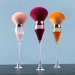 Hot selling custom cute wine glass soft synthetic fibre makeup foundation blusher bronzing cosmetic brush