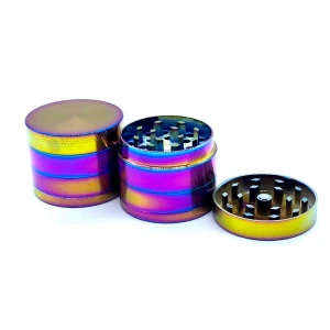 Manufacturer Hot Popular 40mm 4Layers Zinc Alloy Rainbow Color Plain Cutomized Logo Weed Herb Grinder