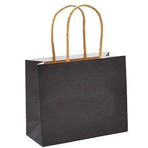 Custom Logo Printing Handles Tote Shopping Packaging White Brown Black Kraft Paper Bag