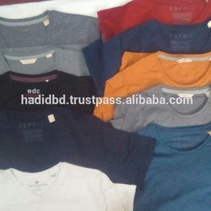 100% Stock Lot Garments cotton o-neck &amp; v-neck plain men&#039;s t-shirts,solid short sleeve men t shirt manufacturer in bangladesh