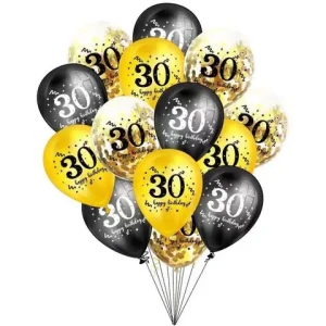 12 Inch 50th Birthday Balloons Gold & Black Party Decorations Latex and Confetti Balloon Printed to 50 Years for Women Men