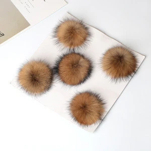 12cm Real Raccoon Fur Pom Pom for Mobile Strap Coppia Keychain Fluffy Fox Fur