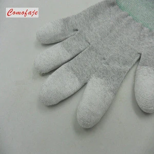 13 Gauge ESD Nylon Fingertip Coated Gloves Carbon Fiber PU Coated Gloves Antistatic Knitted Nylon Top Fit Gloves