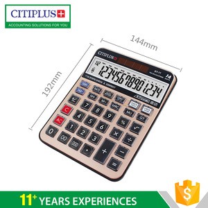 14 digits crystal button flexible check &amp; correct and tax big numbers rose gold calculator