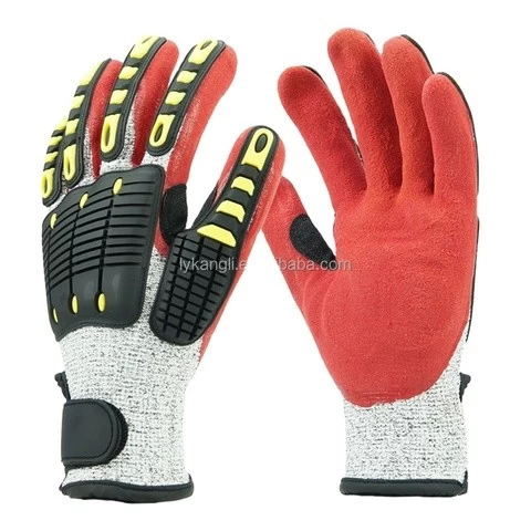 18 Gauge Cut Resistant Gloves Safety Construction Sandy Nitrile TPR Gloves 4X42EP