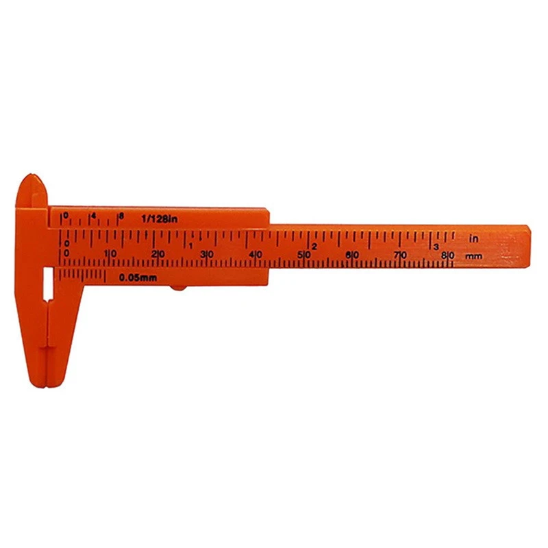 1pc Caliper-Gauge-Measure-Tool-Ruler 80mm Orange Mini Plastic Sliding Vernier Micrometer to 1MM About 11.5CM for Measuring