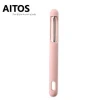 2 Pcs I-shaped Silicone Fruit and Vegetable Peeler Set Stainless Steel Standard &amp; Serrated Blade AITOS